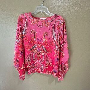 Allison Daley Flowing Layered Colorful Blouse Petite Small Paisley Party Tank